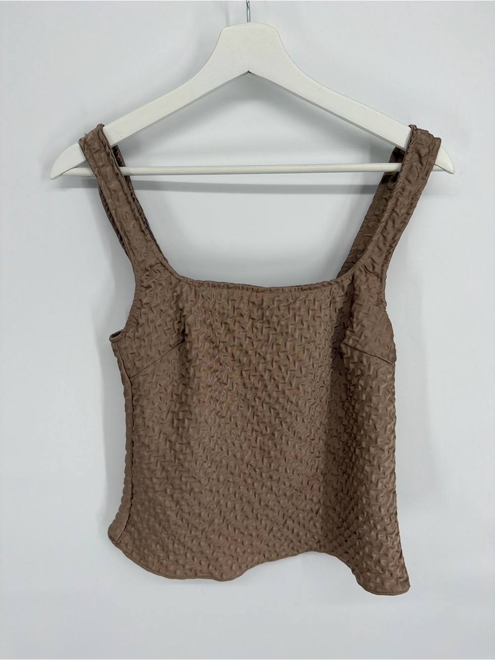 Astr The Label Silky Textured Square-Neck Tank Top - Bronze